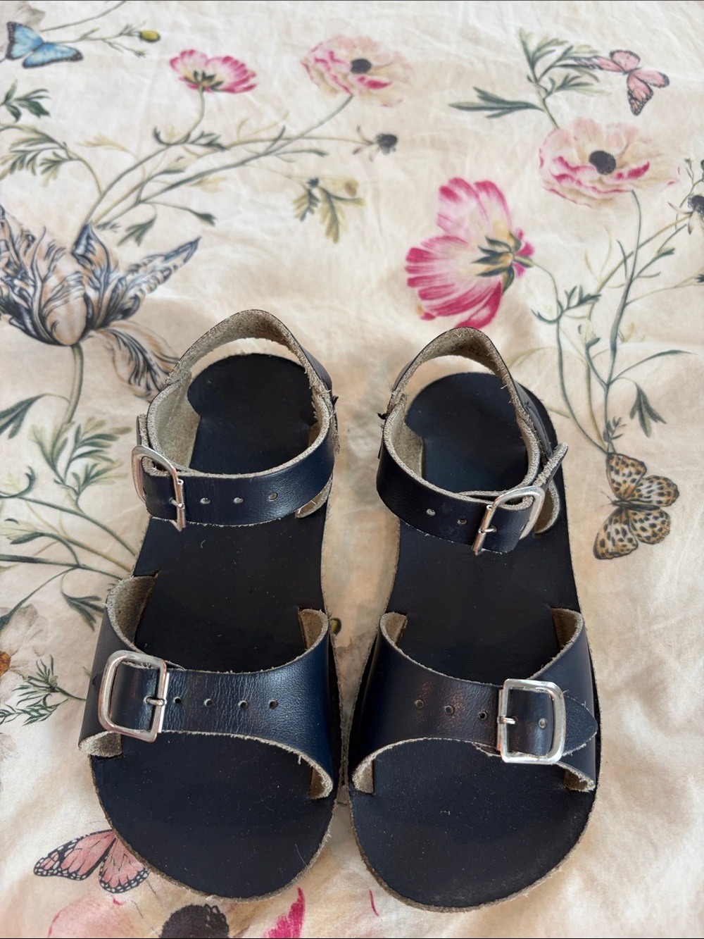 FootMates Navy-Black Double-Buckle Kids Sandals